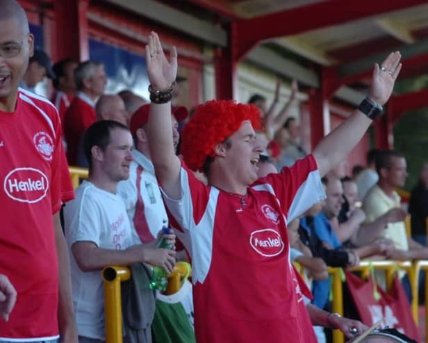 Hemel fans celebrate scoring against Slough in 2009.