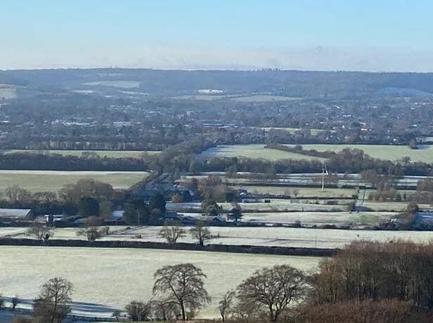 View from The Ridgeway in the Chilterns Area of Outstanding Natural Beauty, looking over the proposed development site, photo from Grove Fields Residents Association