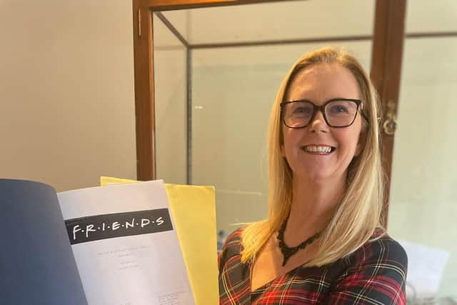 Amanda Butler, head of Hanson Ross Auctioneers, with the Friends scripts