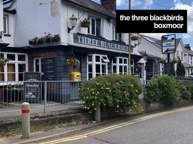 The Three Blackbirds in Boxmoor can be found at 194 St John's Road (HP1 1NR)