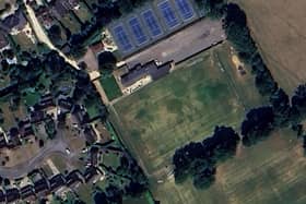 An aerial view of Bovingdon FC's Green Lane ground. Credit: Google Maps.