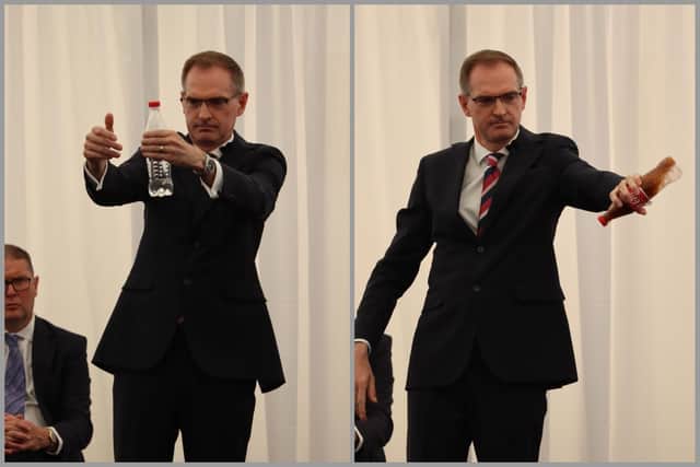 Headteacher Mr Pritchard doing the trick. Picture: Beechwood Park School