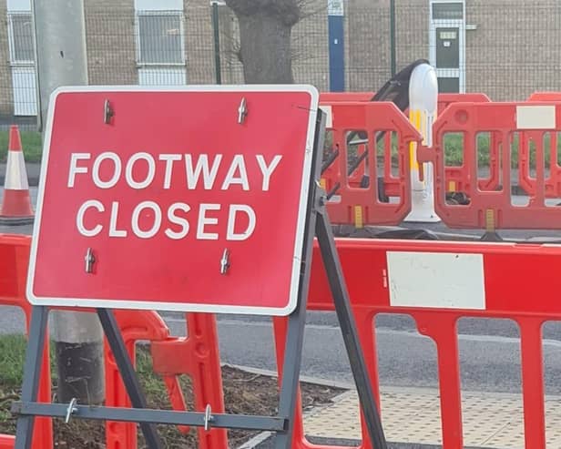 Generic footpath closed image for editoial use.