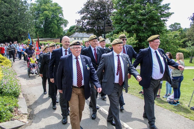 Ex-military personel parading in Gadebridge Park as part of Hemel Hempstead's Jubilee event.