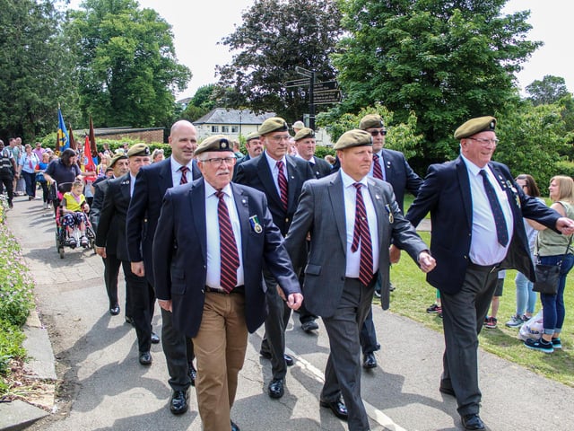 Ex-military personel parading in Gadebridge Park as part of Hemel Hempstead's Jubilee event.