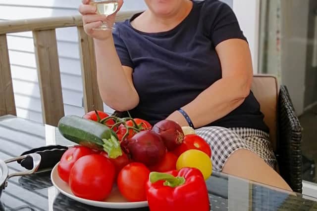 Karen Wright enjoying her holiday in Normandy