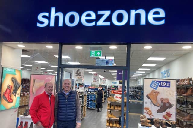 Old school pals Dacorum Mencap Chair David Josephs and Shoe Zone Chairman Charles Smith reunite