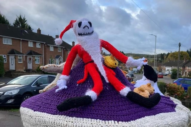 The Nightmare Before Christmas' Jack Skellington sits on a post box in Hemel