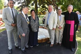 Gagan Mohindra MP, Mayor of Dacorum, Margaret Sharp. Rt Hon Sir Mike Penning MP, Cllr Rob Beauchamp and Rev Canon John Williams