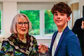 Miles Poulton, 16, presented with the evening's prestigious youth prize, Rising Star of the Year, including a £1,000.00 grant to support his hockey development in the Netherlands.