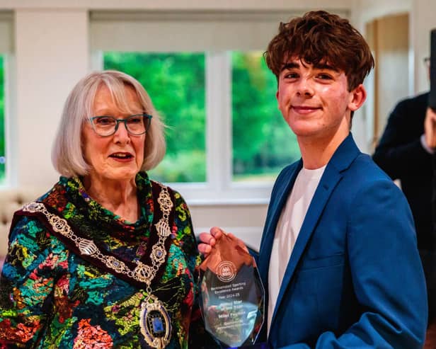 Miles Poulton, 16, presented with the evening's prestigious youth prize, Rising Star of the Year, including a £1,000.00 grant to support his hockey development in the Netherlands.
