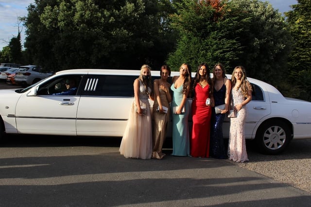 Friends arrived at Shendish Manor in a limousine and wore glamorous dresses.