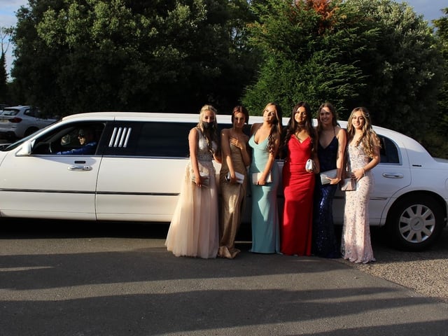 Friends arrived at Shendish Manor in a limousine and wore glamorous dresses.