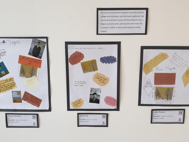 Collages were made from Rene’s work and information about the artist.
Work by Cleopatra Mironescu, Thahira Kamil and Sophia Thompson.