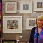 Catherine Archer with her paintings for the Berkhamsted Art Society winter exhibition.
