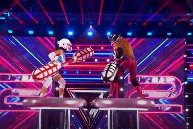 Katie took on the Gladiators in the iconic TV show. (Photo: BBC).