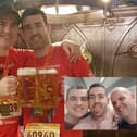 Pictured: Raymond and David after completing the marathon, inset: Jason with his brothers