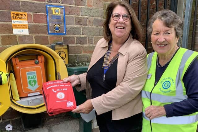 Photo shows, (left) President Wendy de Lisle and (right) Secretary Isobel Wilkinson of Berkhamsted Inner Wheel at the Civic Centre in Berkhamsted with the Bleed Control Kit.