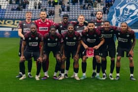 Hemel's players line up before the tie at Wigan. Photo: Jemma Sear.