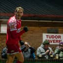 Alfie Cerulli celebrates netting Hemel's fourth goal against Slough. Photo: Jemma Sear/HHTFC.