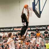 Vernon Eze adds points to the board against USA Select. Photo: Jo Charles.