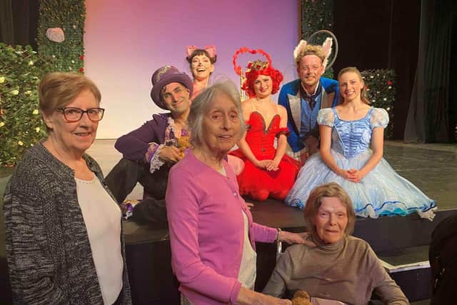 Joyce Bussey, Annelise McEntree, Romayne Grigorova at the Radlett Centre with ballet cast. PIC: Water Mill House care home