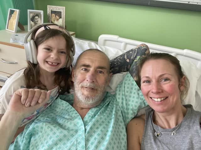 Sarah Dolling (right) with dad Mal (centre) and daughter Isla (left)