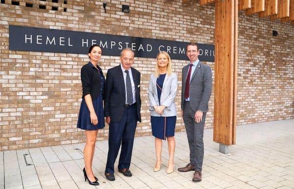 From left, Deputy Mayor of Watford and West Herts Crematorium Joint Committee Member, Cllr Aga Dychton Chairman of the West Herts Crematorium Joint Committee,
Chairman of the West Herts Crematorium Joint Committee, David Major,
Chief Executive of Watford Council and Clerk of the West Herts Crematorium Joint Committee, Donna Nolan
and Elected Mayor of Watford, Peter Taylor