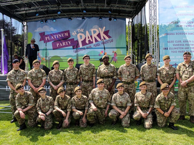 Army cadets from Hemel Hempstead at an event for the Queen on Thursday.