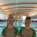 Berkhamsted SC members Kiera Wharton and Josie Reid pictured before their swims at the Regional Championships