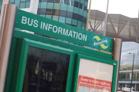 A bus information sign