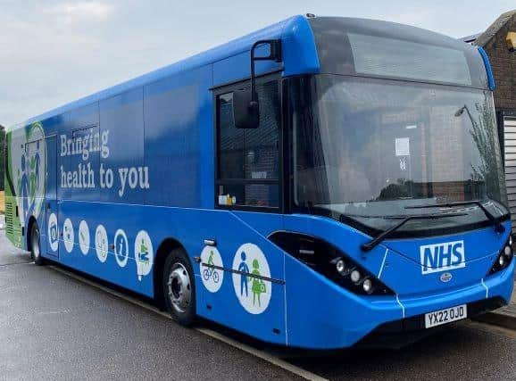 A health and wellbeing bus, that was used by NHS staff nearby