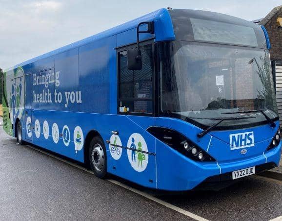 A health and wellbeing bus, that was used by NHS staff nearby