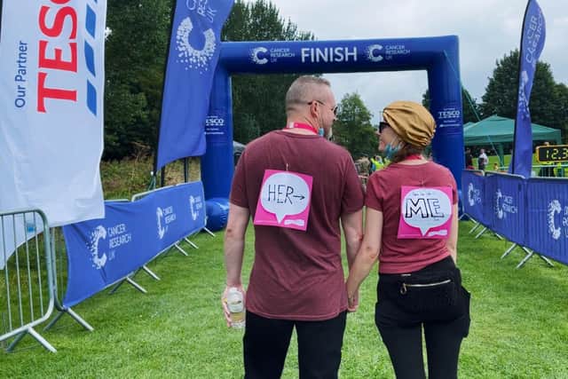 Georgie-May and her fiancé, Robbie during Race For Life run.