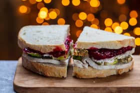 Leftovers Christmas sandwich with turkey, stuffing and cranberry sauce Pic: Magdalena Bujak/Adobe