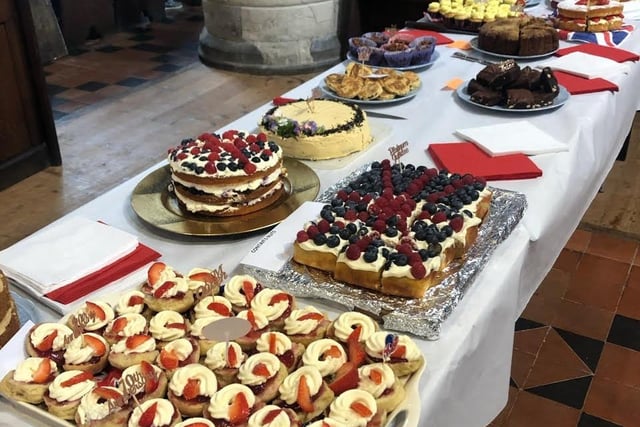 A selection of cakes and sweet treats at St Peter's Church.