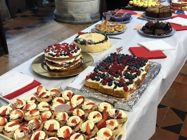 A selection of cakes and sweet treats at St Peter's Church.