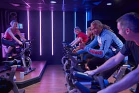 A group cycling session