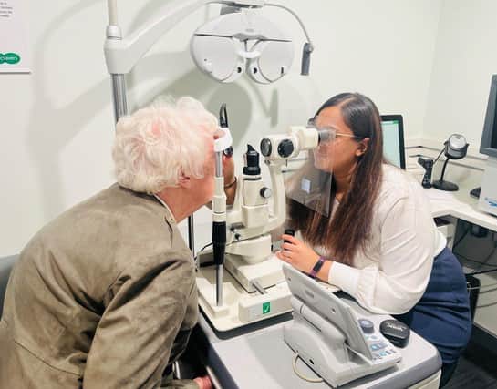 Linda Condon with Amy Patel, Specsavers Hemel Hempstead Optometrist