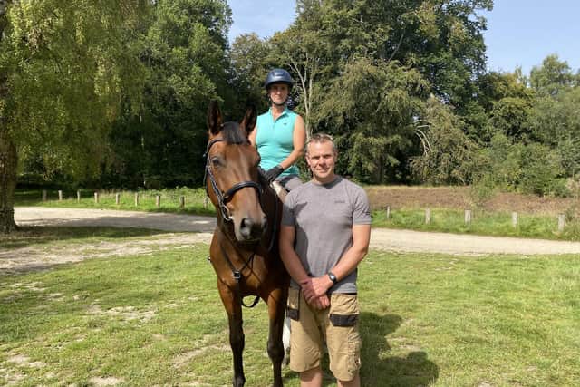 Kevin and Vicky Spanswick with her horse Hamilton