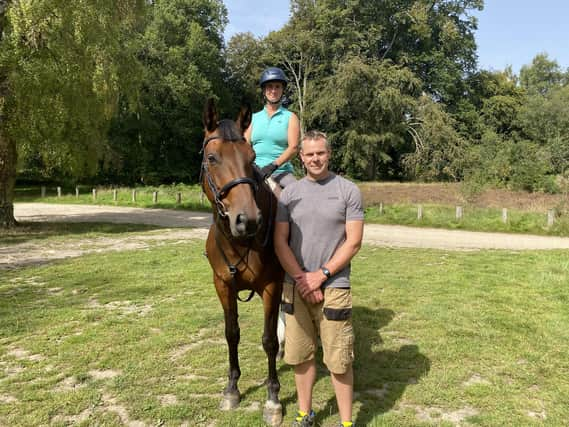 Kevin and Vicky Spanswick with her horse Hamilton