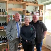 Sir Mike Penning with Tracey and Tony Hosier at Hops and Apples in Highfield.