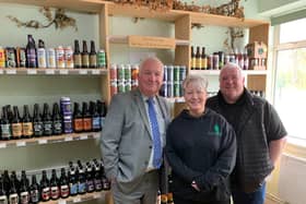 Sir Mike Penning with Tracey and Tony Hosier at Hops and Apples in Highfield.