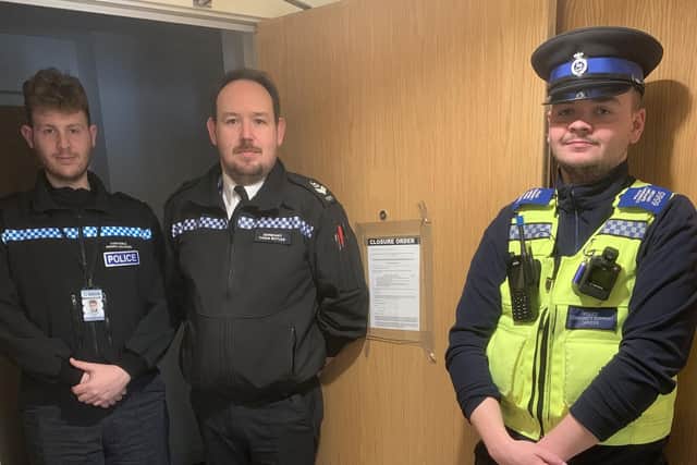 Officers at the now closed apartment in Hemel Hempstead