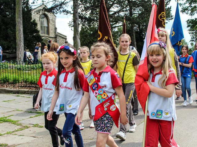 Local girls from organisations joined in a parade in Gadebridge Park for the Jubilee.