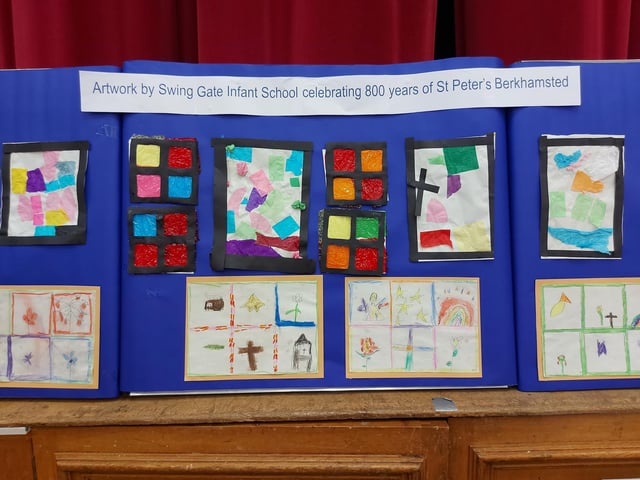 Artwork from Swing Gate Infant School was crated to commemorate the 800 anniversary of St Peter's in Berkhamsted. 

Photo: Brian O’Carroll