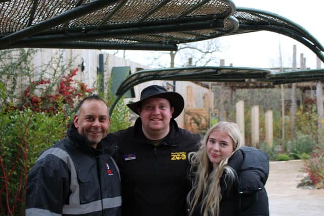 Hertfordshire Zoo and George Davies Turf & Stone team members at the zoo.