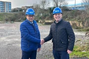 Saurabh Bhandari (left) and Alex White on the newly acquired land