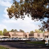 Planned new Breakspeare School Cgi long entrance . supplied by Hertfordshire County Council