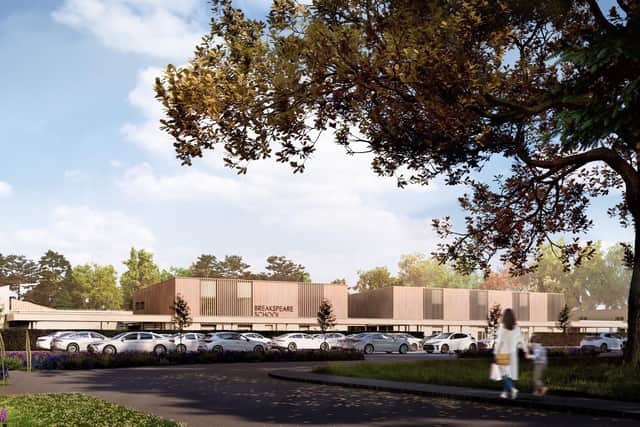 Planned new Breakspeare School Cgi long entrance . supplied by Hertfordshire County Council